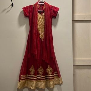 Beautiful Handmade Indian Party Christmas Dress with Gold Detail